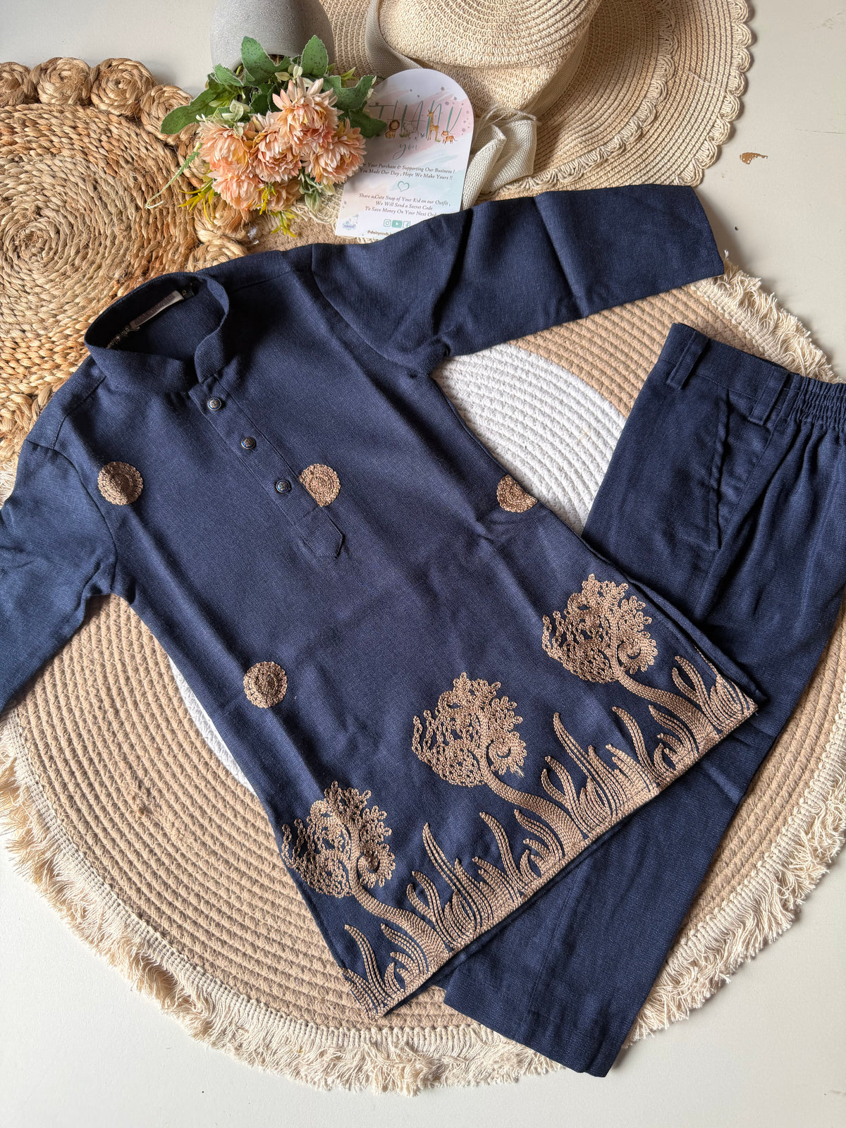 Embroidered Kurta Pyjama Set in 3 Colors
