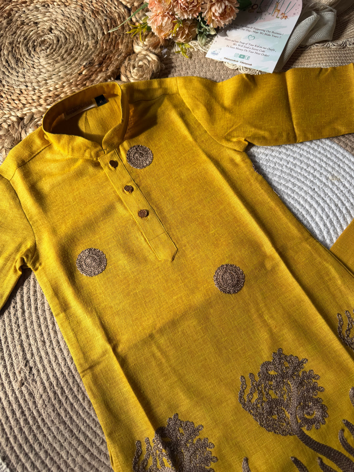 Embroidered Kurta Pyjama Set in 3 Colors