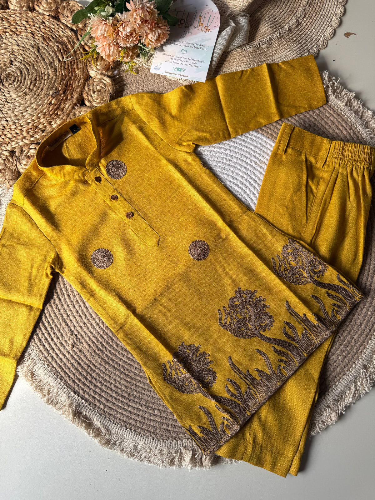 Embroidered Kurta Pyjama Set in 3 Colors