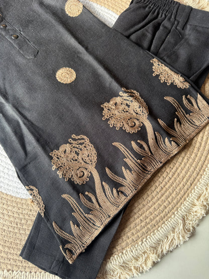 Embroidered Kurta Pyjama Set in 3 Colors