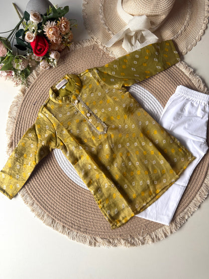 Bandhani Fendi Silk Kurta with Pant in 2 Colours