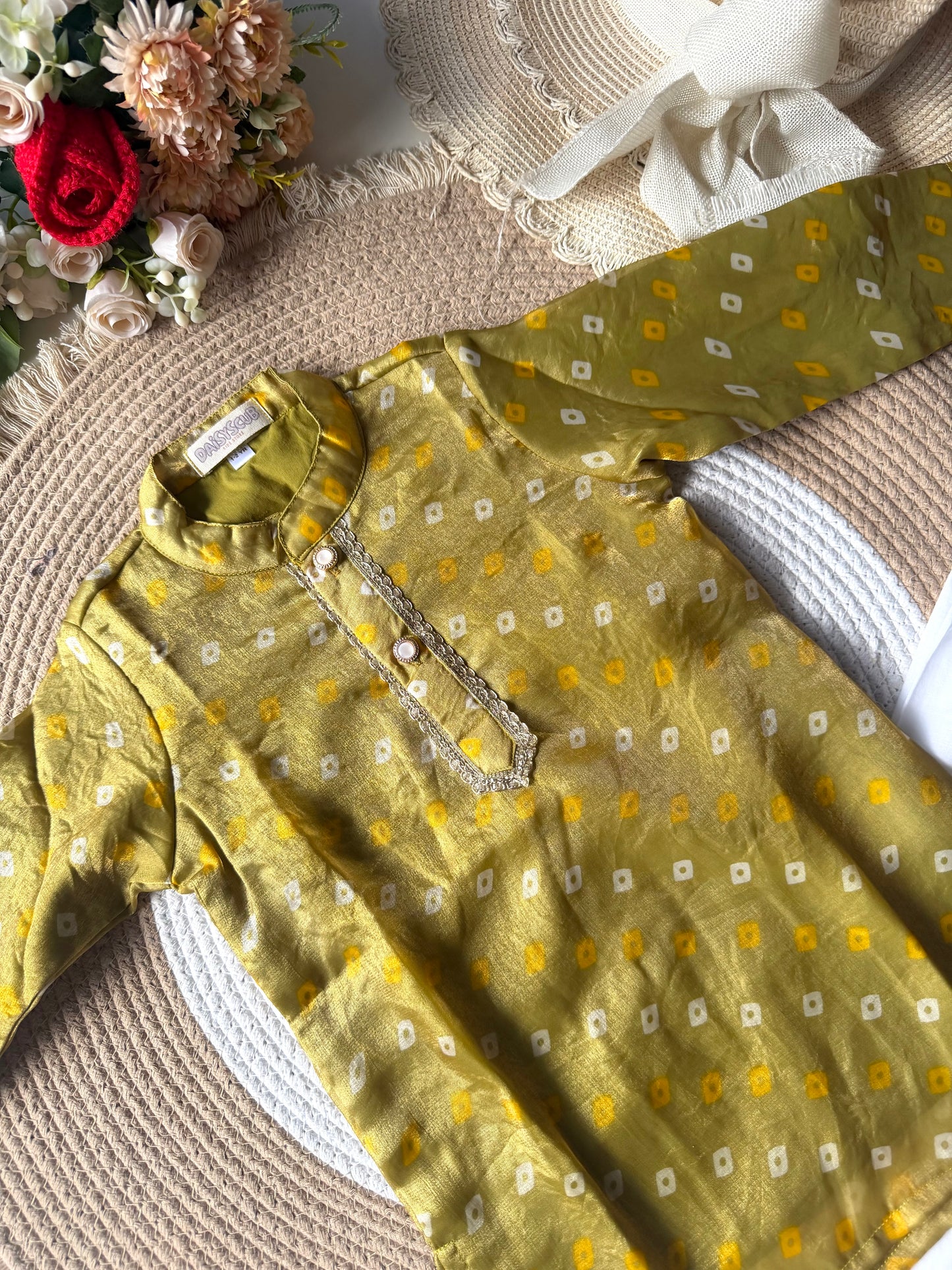 Bandhani Fendi Silk Kurta with Pant in 2 Colours
