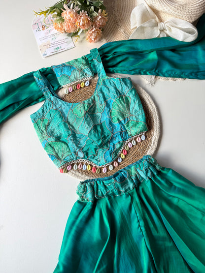 Peacock Chinnon Embellished Palazzo Pants with Dupatta