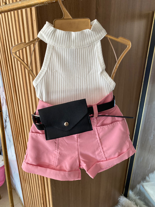 White Co-Ord Set With Pouch