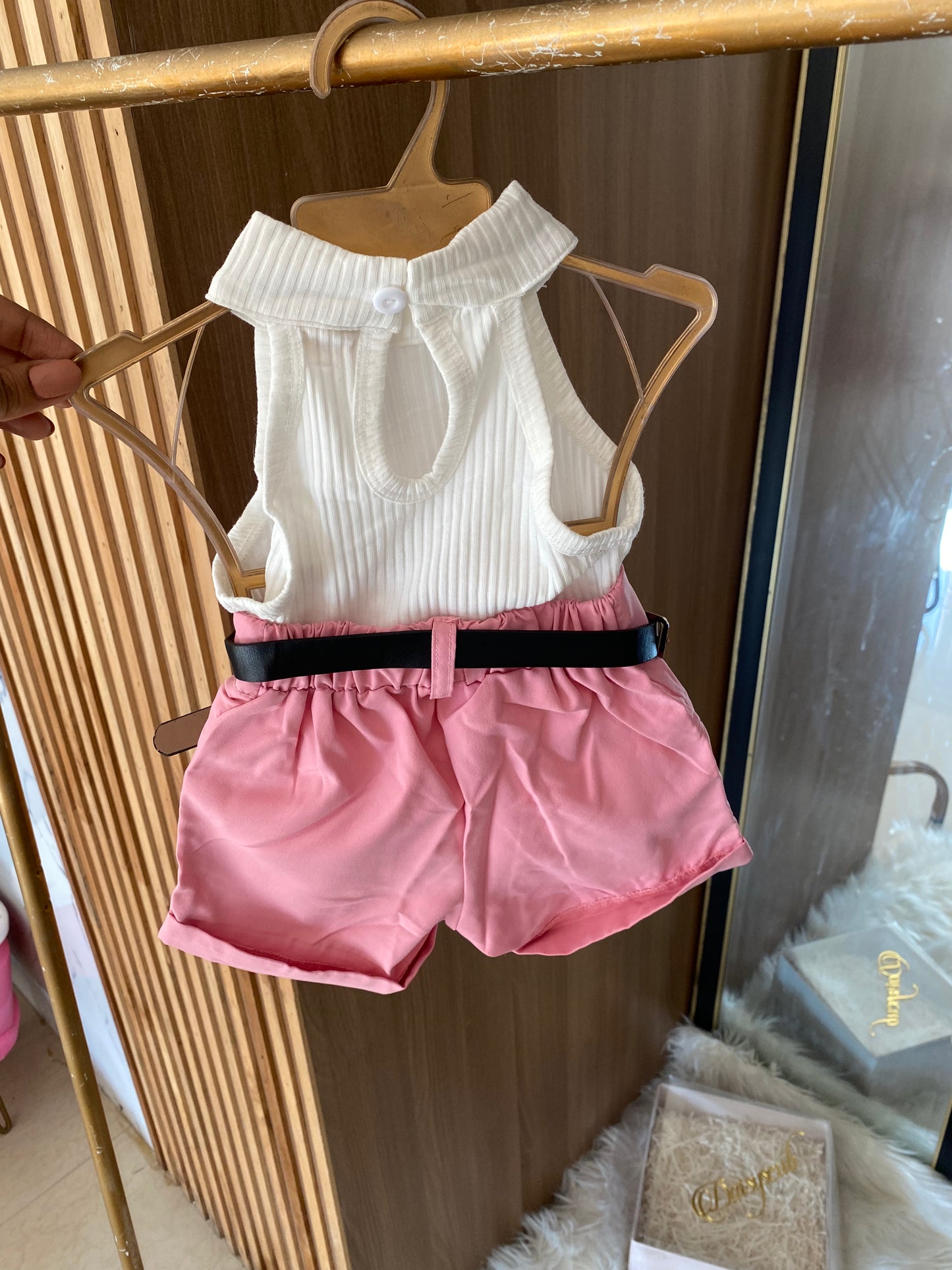 White Co-Ord Set With Pouch