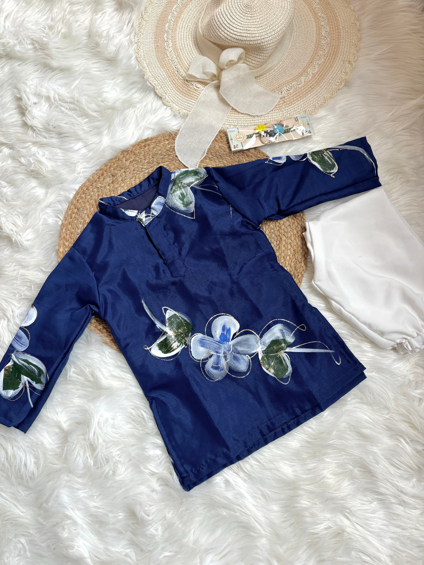 Brush Paint Floral Kurta Set