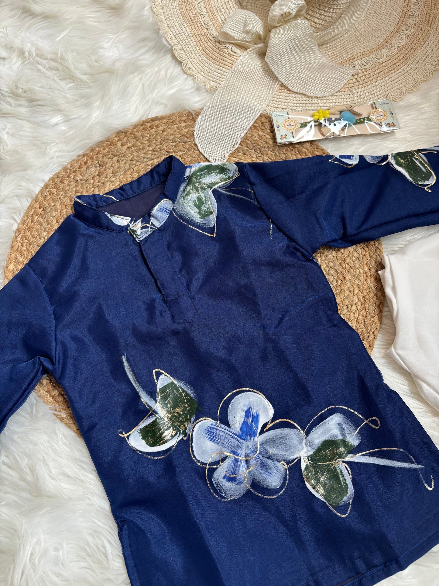 Brush Paint Floral Kurta Set