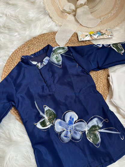 Brush Paint Floral Kurta Set