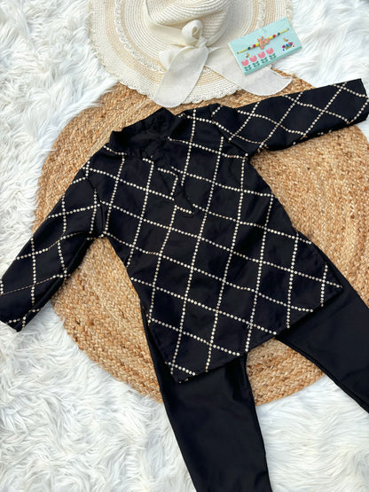 Black Cross Sequence Kurta Set