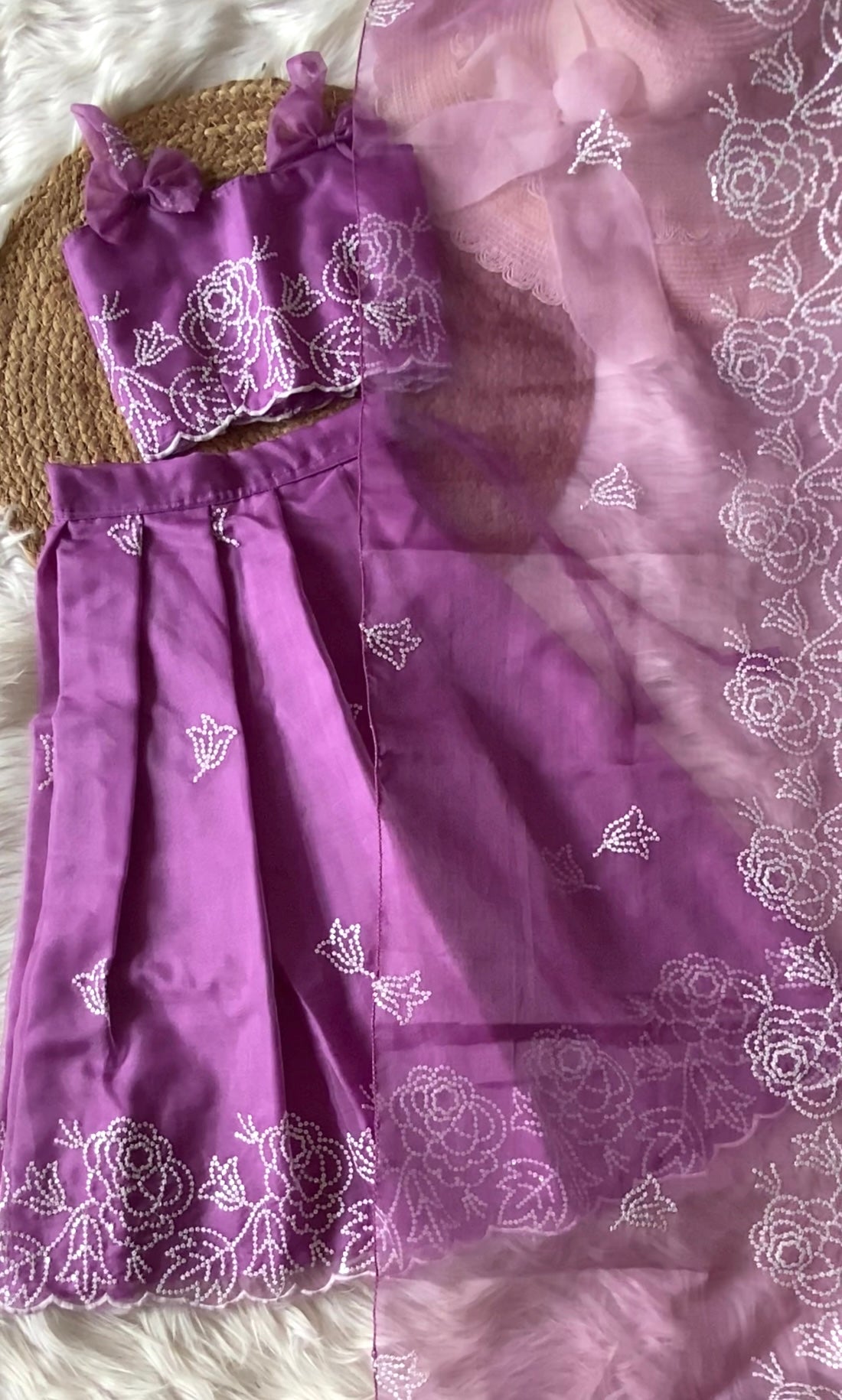 Floral Thread Embroidery Lehenga