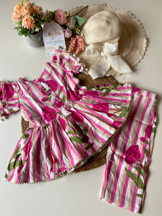 Kids Pure Cotton Peplum Floral Kurti Sets