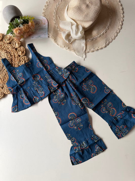 Ajrakh Floral Peplum Coord set