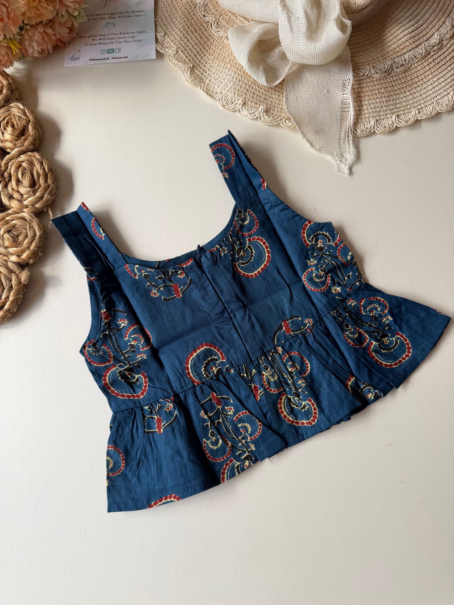 Ajrakh Floral Peplum Coord set