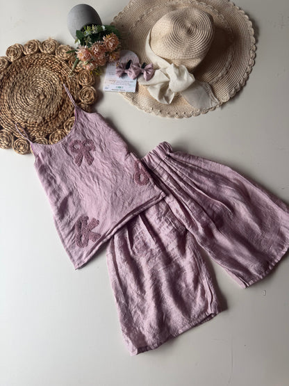 Crush Mul Thread Work Bow Kurti with Palazzo & Dupatta