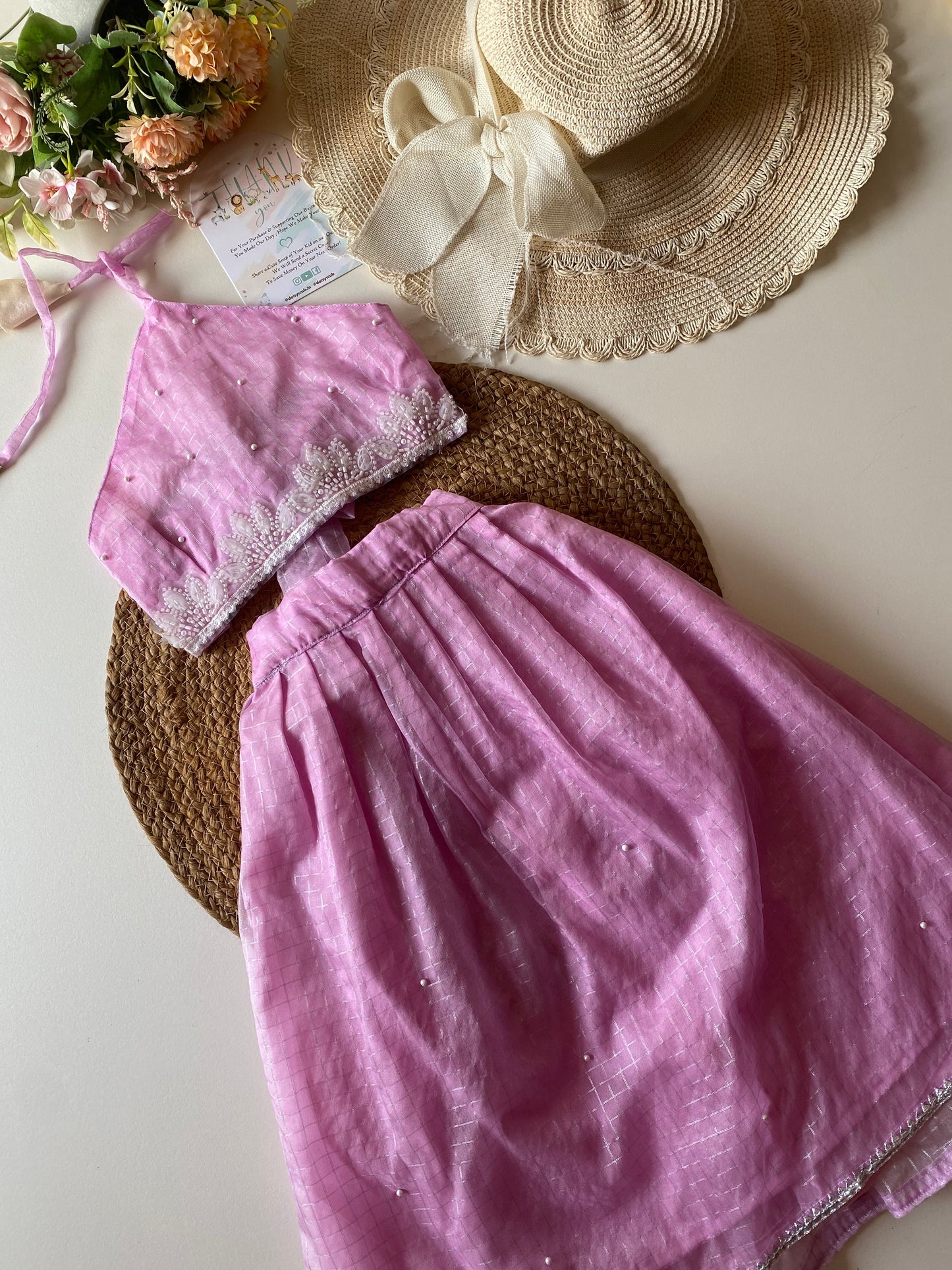 Kota Checks Halter Neck Pearl Lehenga