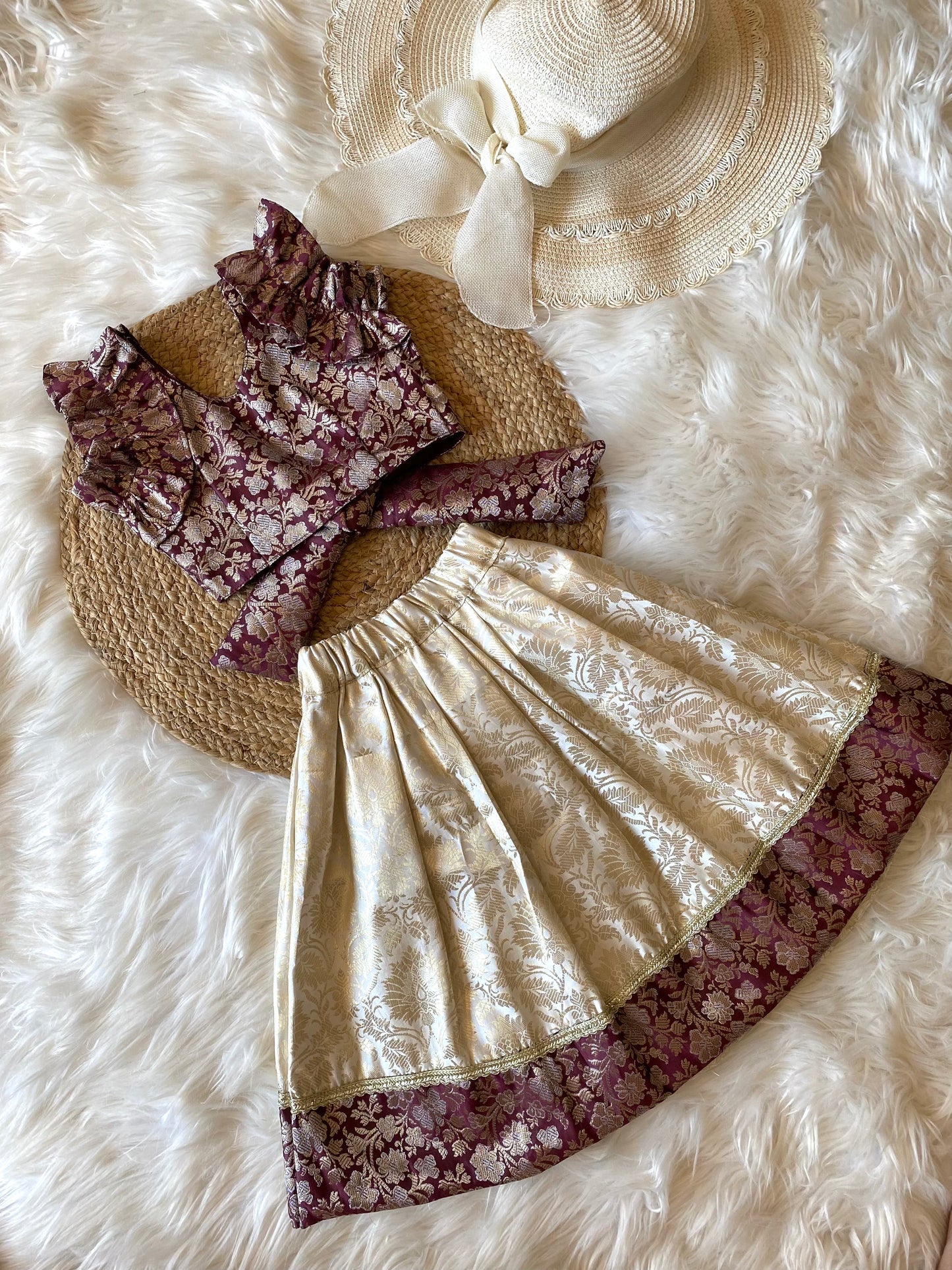 Banarasi Silk Ruffle Sleeve Lehenga