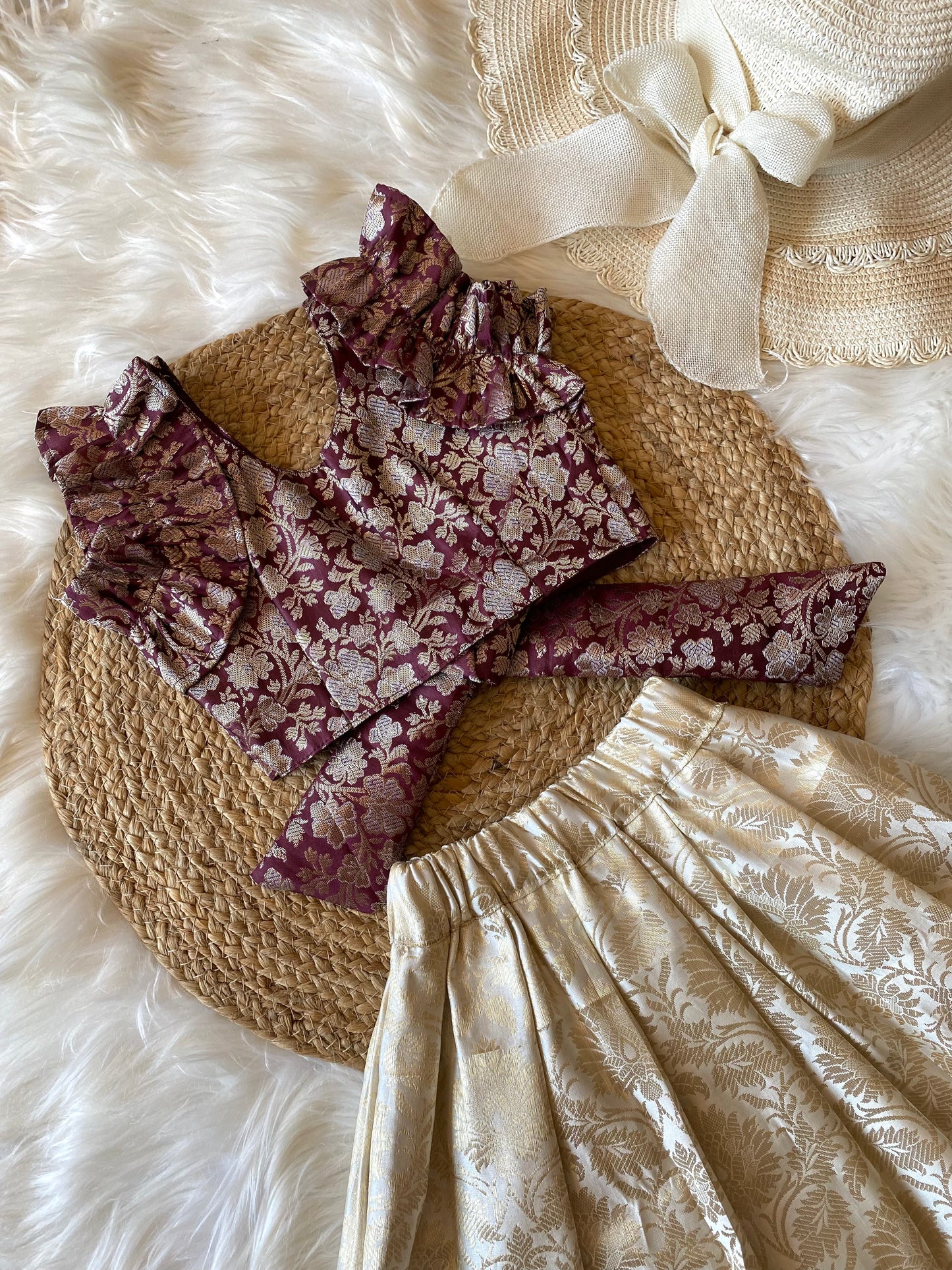 Banarasi Silk Ruffle Sleeve Lehenga