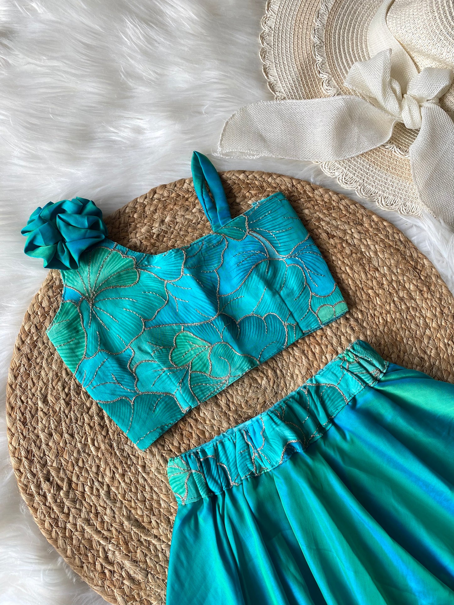 Peacock Chinnon Embellished Lehenga