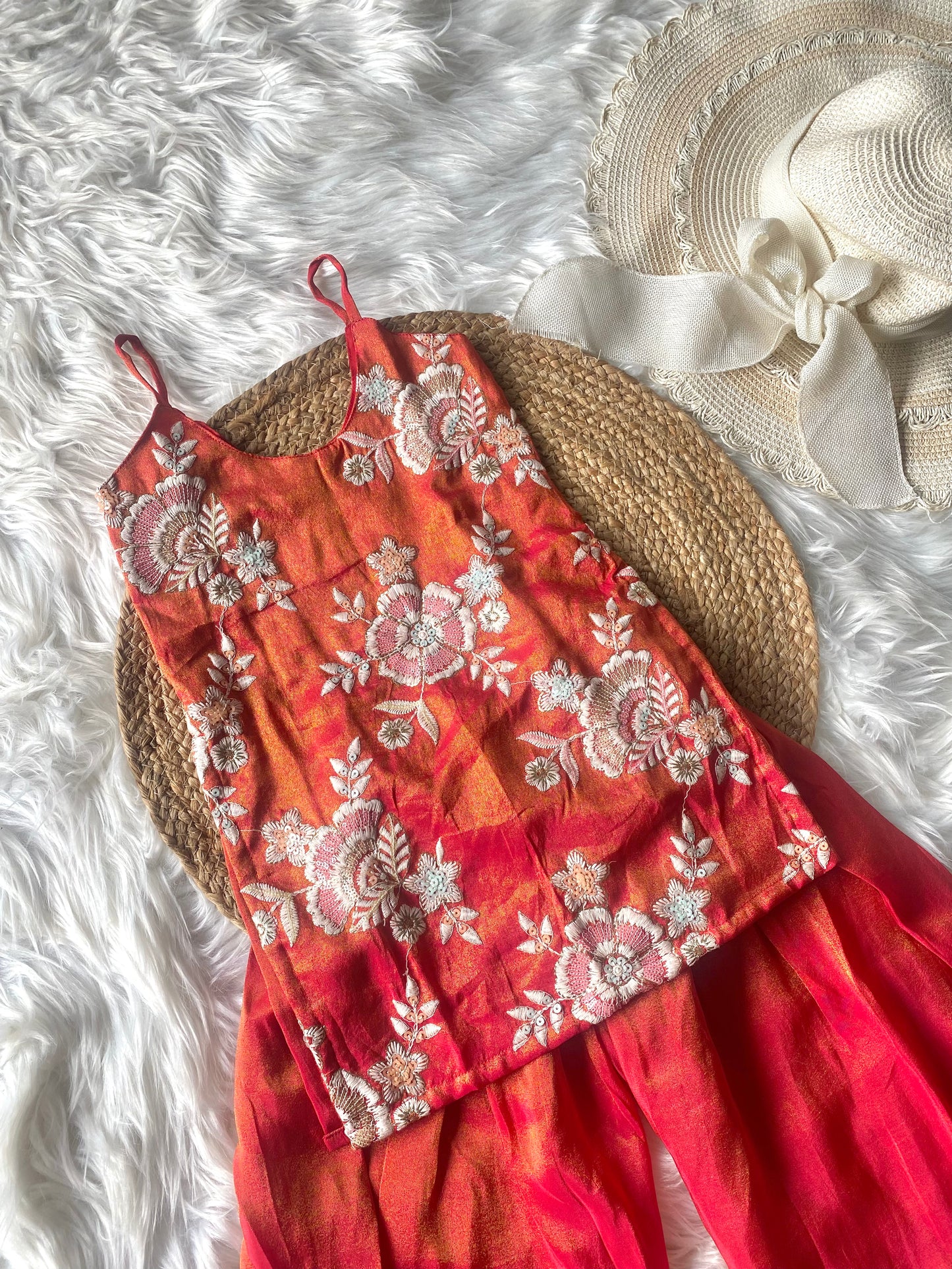 Tissue Embroidery Kurta Set with Dupatta