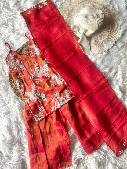 Tissue Embroidery Kurta Set with Dupatta