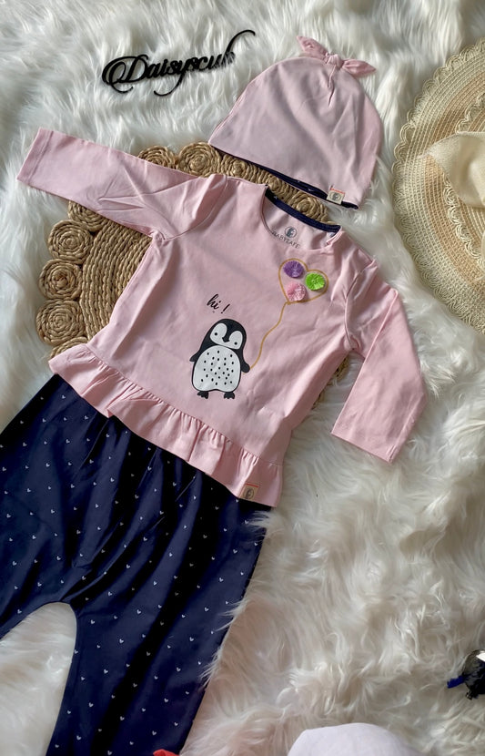 Peplum Pink Co-Ord Set with Cap