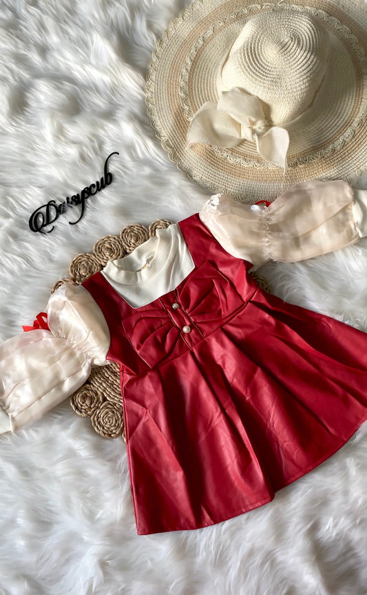 Velvet Shimmer Ballon Sleeves Frock