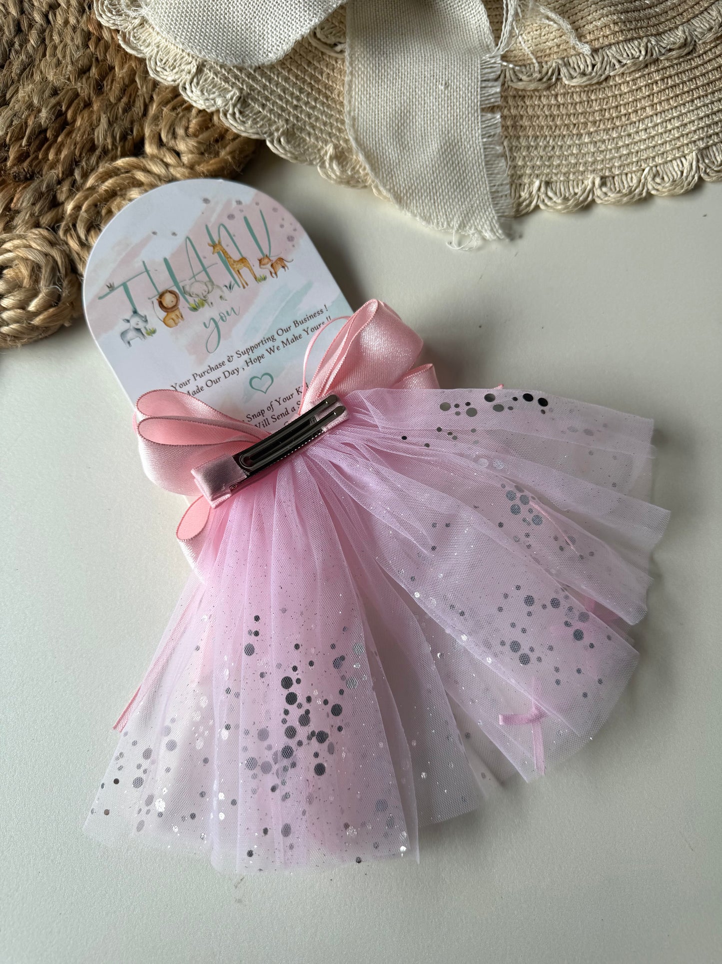 Pink Glitter Hair Bow Clip / Pin