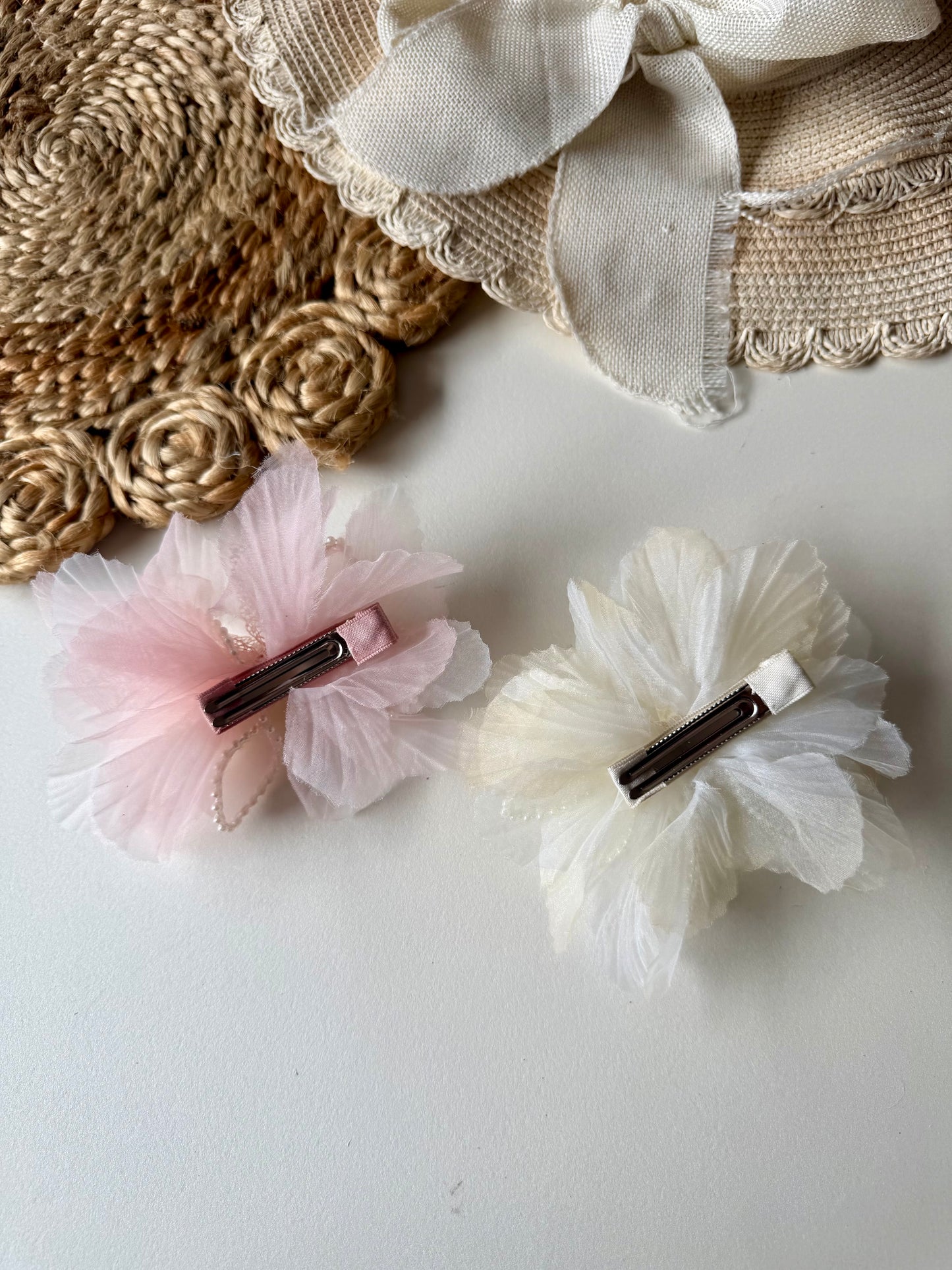 Organza Pearl Hair Bow Clip / Pin