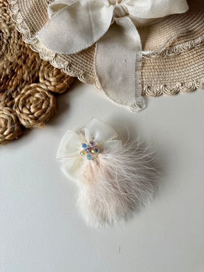 Crystal Fur Hair Bow Clip / Pin