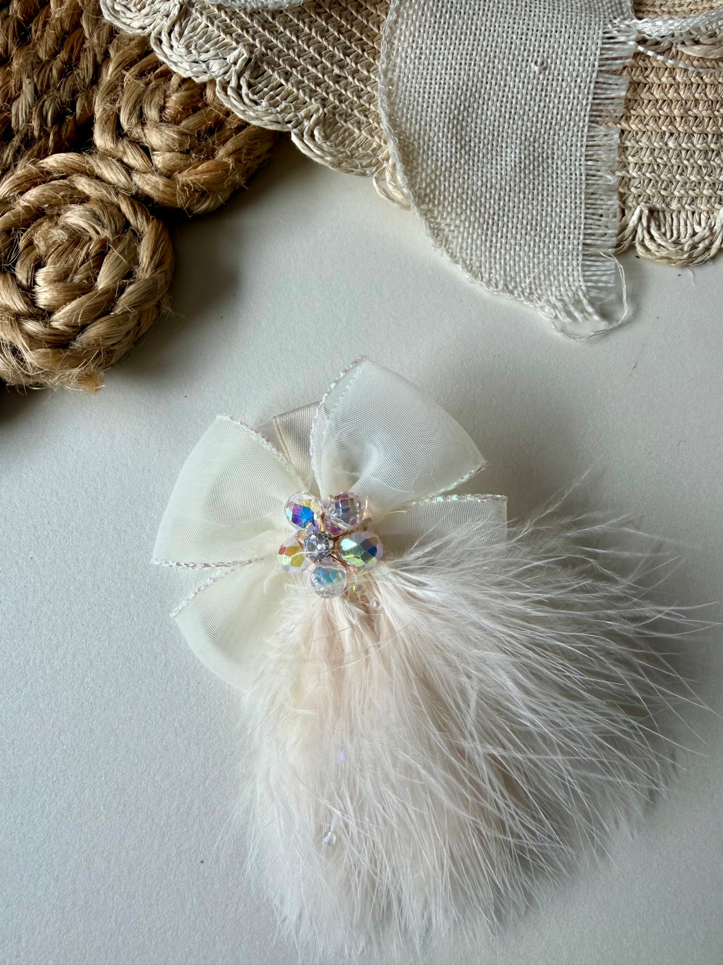 Crystal Fur Hair Bow Clip / Pin