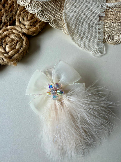Crystal Fur Hair Bow Clip / Pin