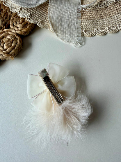 Crystal Fur Hair Bow Clip / Pin