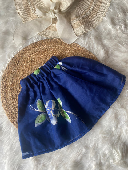Blue Brush Paint Floral Romper