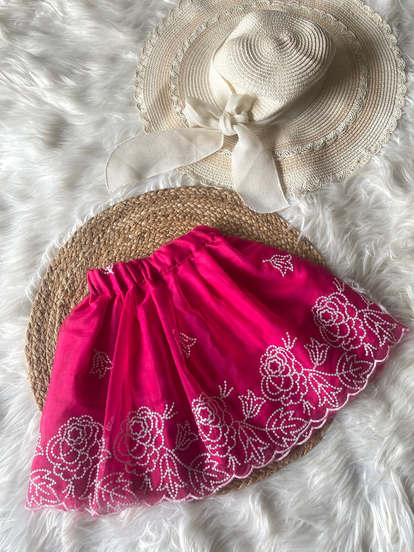 Pink Floral Thread Embroidery Romper