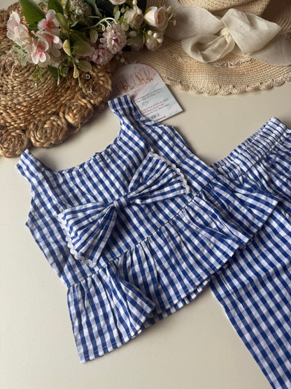 Soft Breathable Crinkled Cotton Bow Coord set in 4 Colors