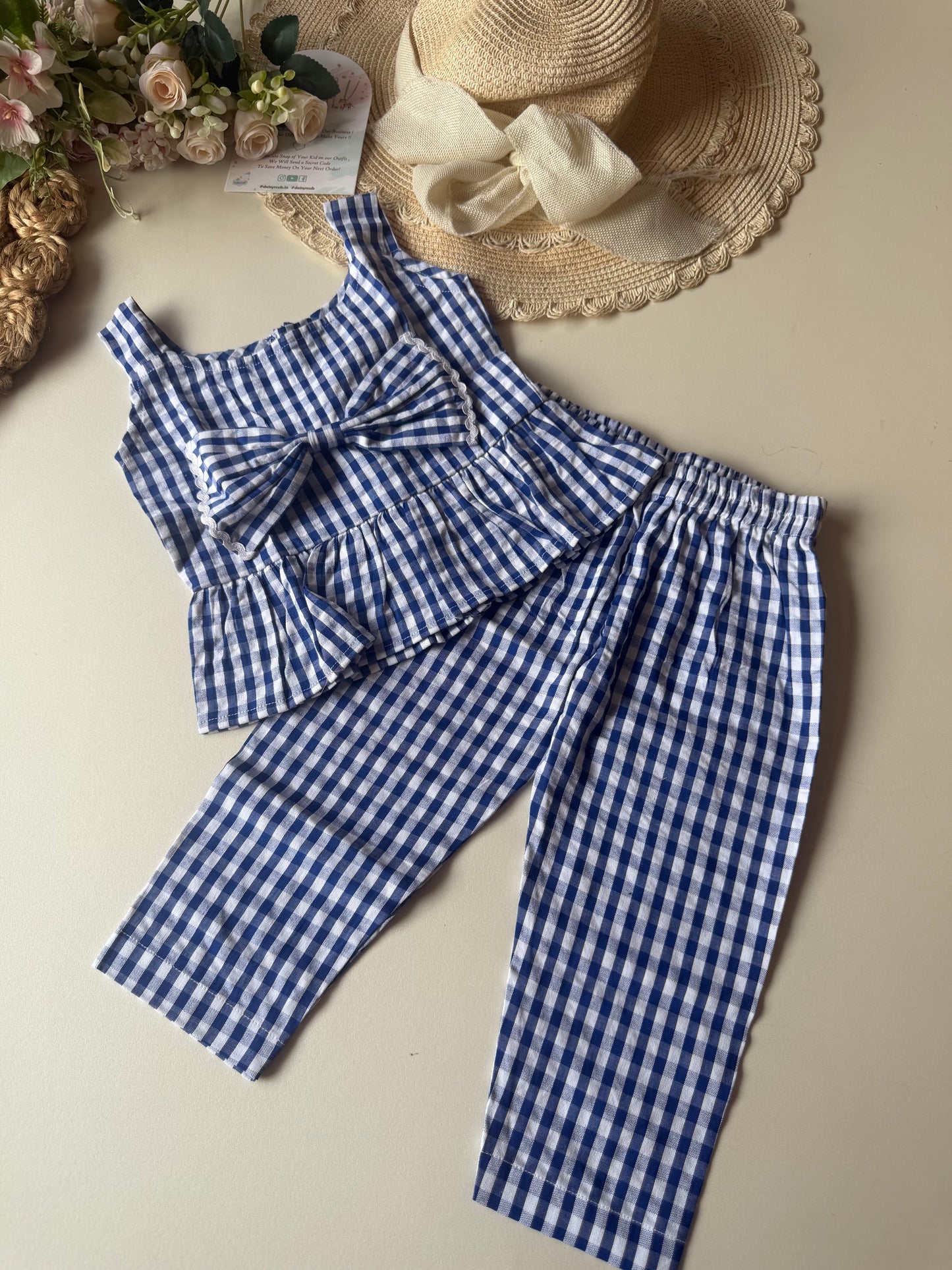 Soft Breathable Crinkled Cotton Bow Coord set in 4 Colors