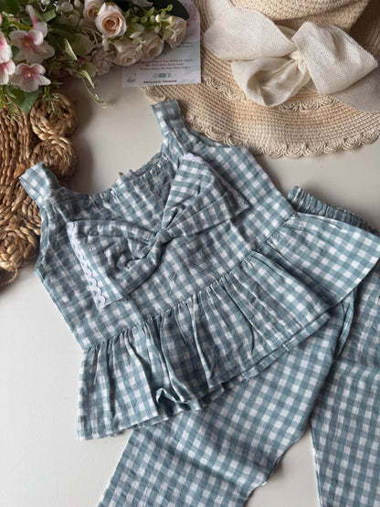 Soft Breathable Crinkled Cotton Bow Coord set in 4 Colors