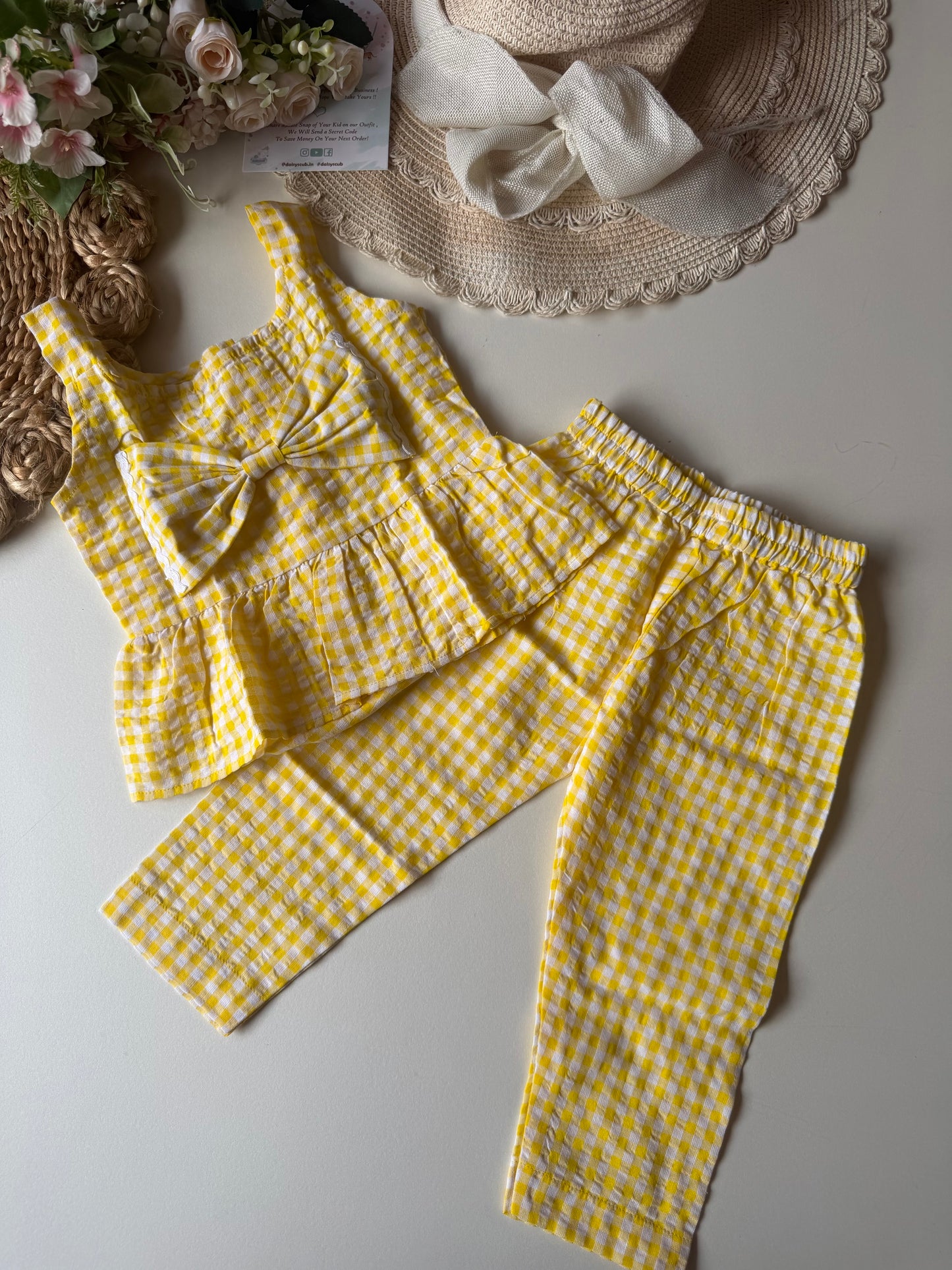 Soft Breathable Crinkled Cotton Bow Coord set in 4 Colors