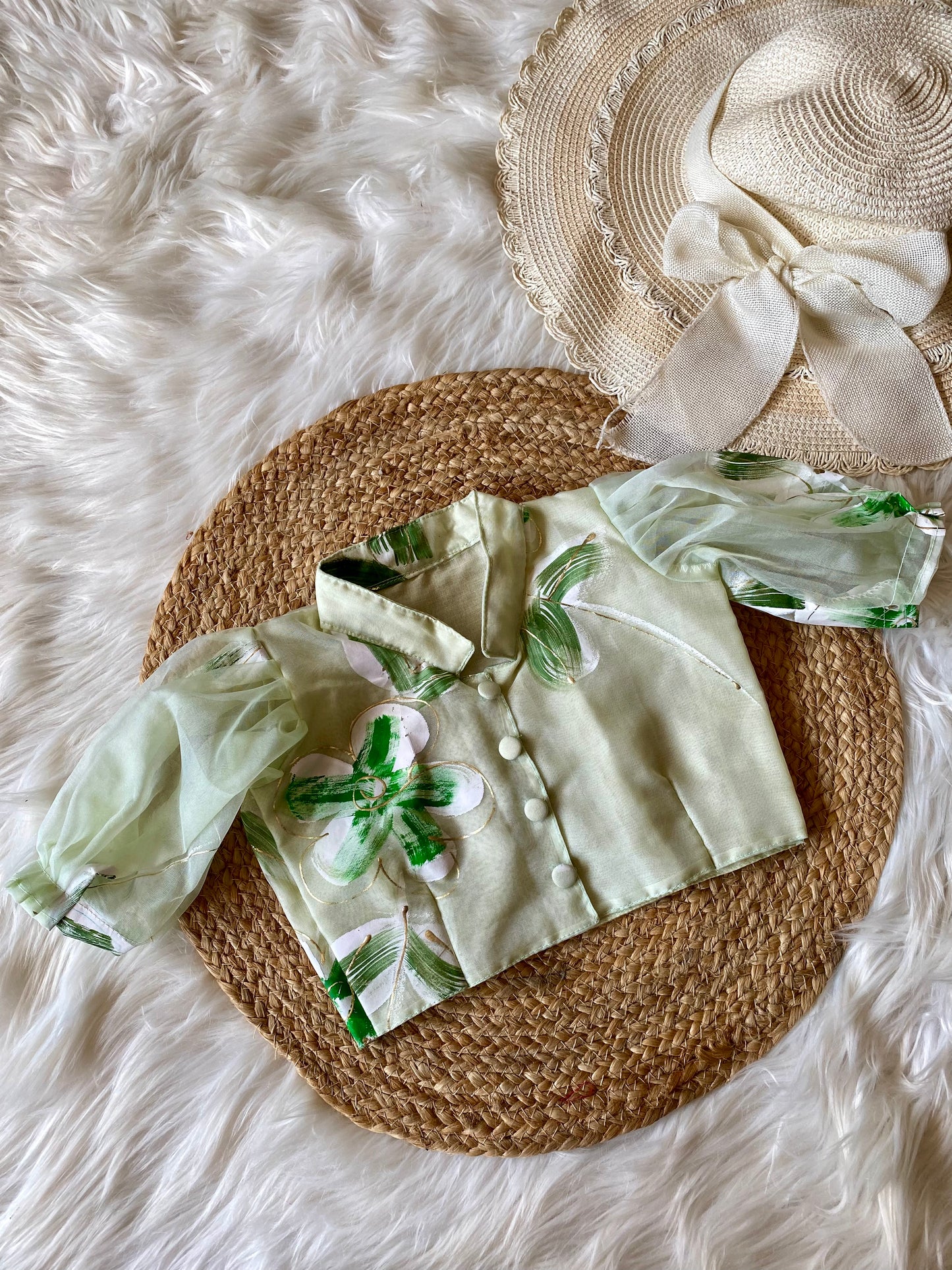 Collared Brush Paint Lehenga