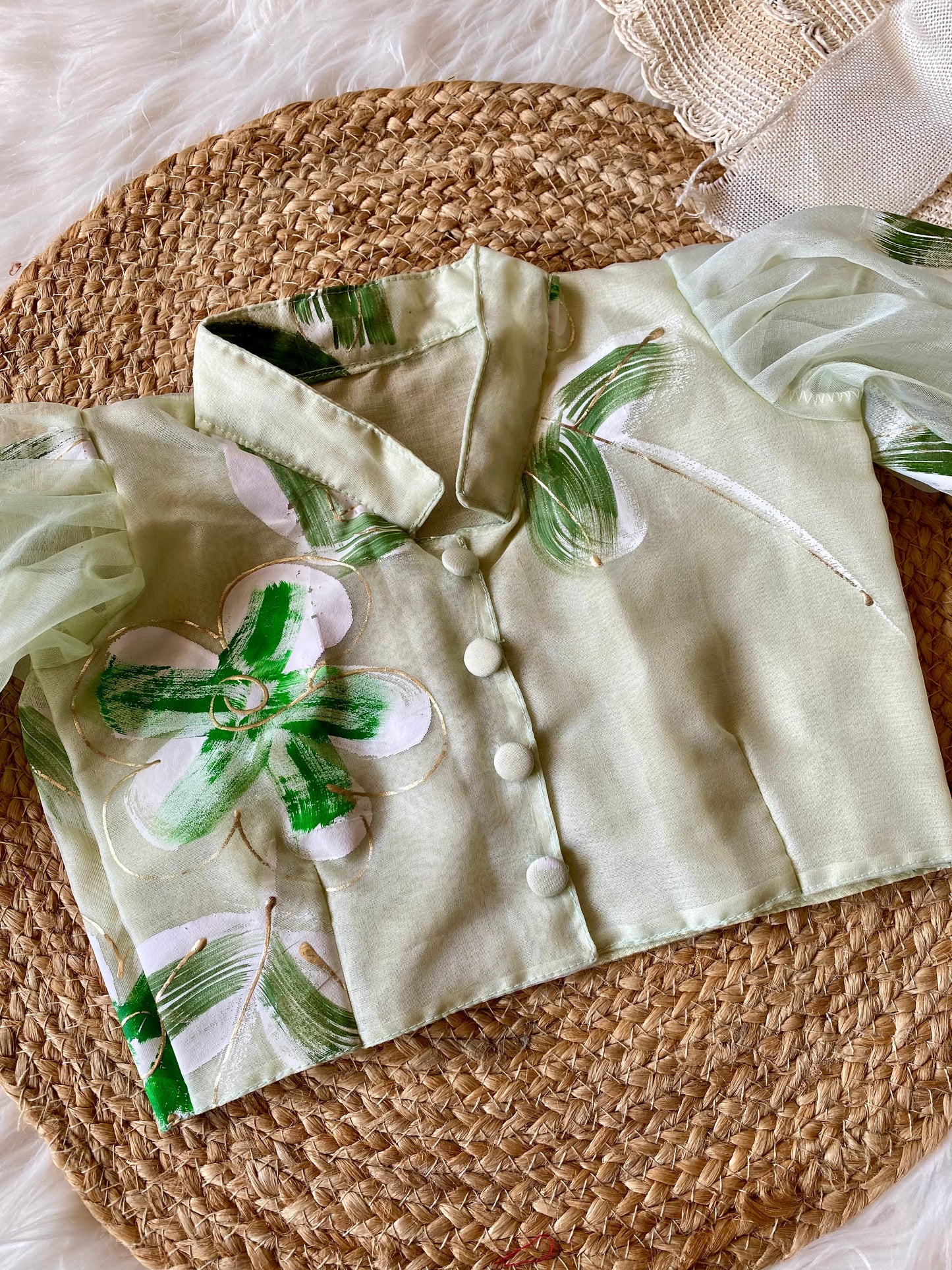 Collared Brush Paint Lehenga