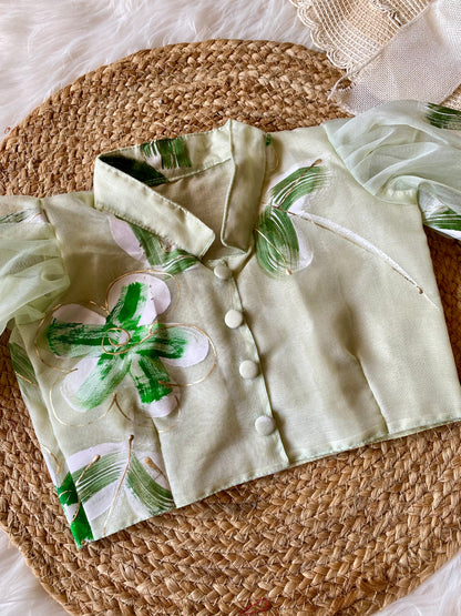 Collared Brush Paint Lehenga