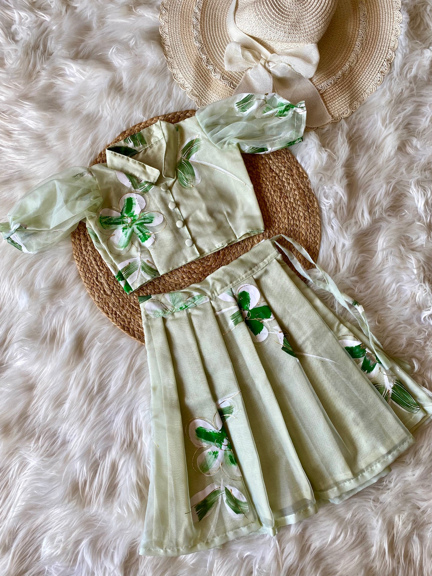 Collared Brush Paint Lehenga