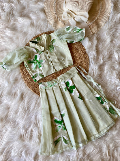 Collared Brush Paint Lehenga