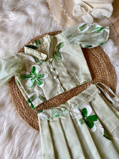 Collared Brush Paint Lehenga