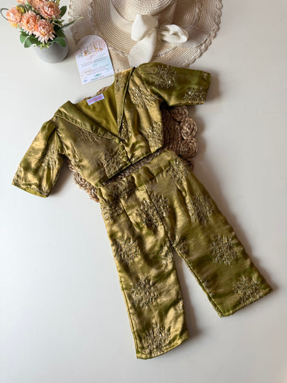 Sequence Mehandi Green Crush Tissue Co Ord Set