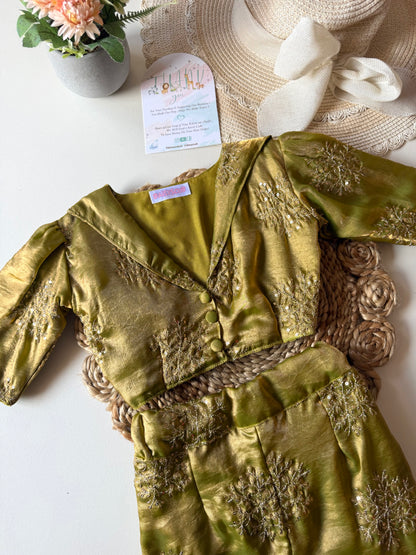 Sequence Mehandi Green Crush Tissue Co Ord Set