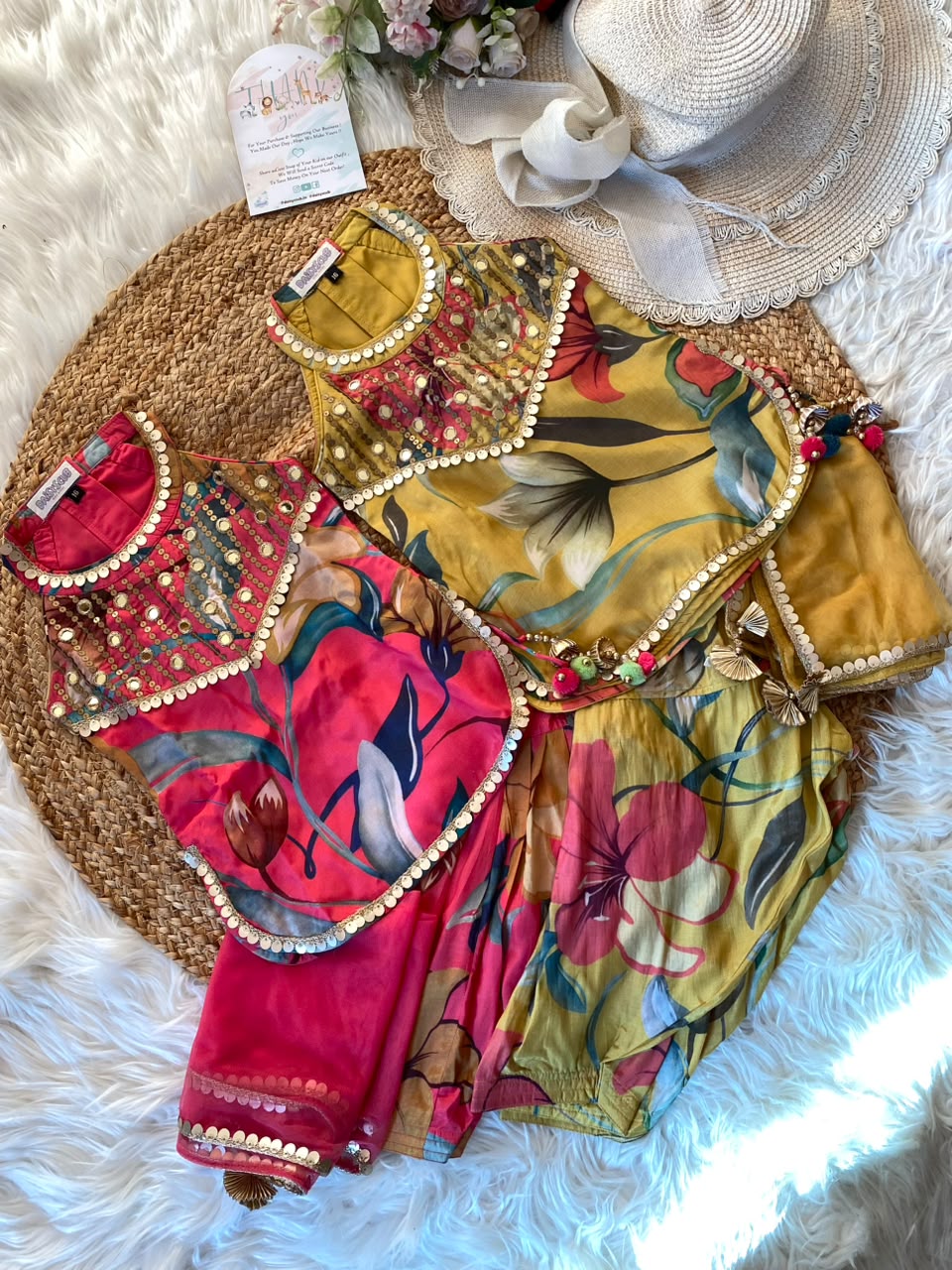 Pure Muslin Mirror Handwork Sequins 3pc set in 2 Colours