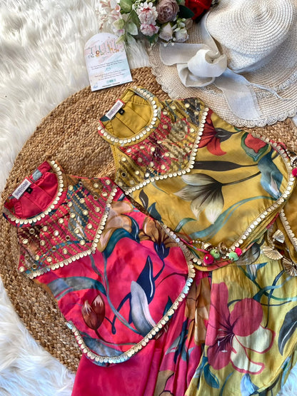 Pure Muslin Mirror Handwork Sequins 3pc set in 2 Colours