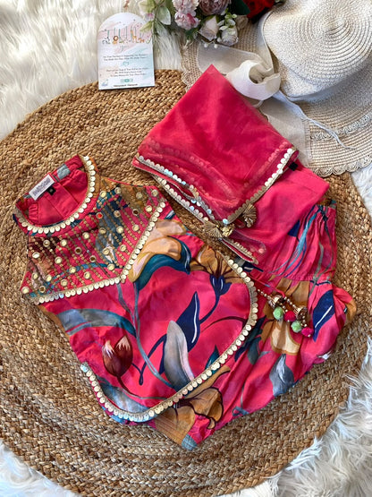 Pure Muslin Mirror Handwork Sequins 3pc set in 2 Colours