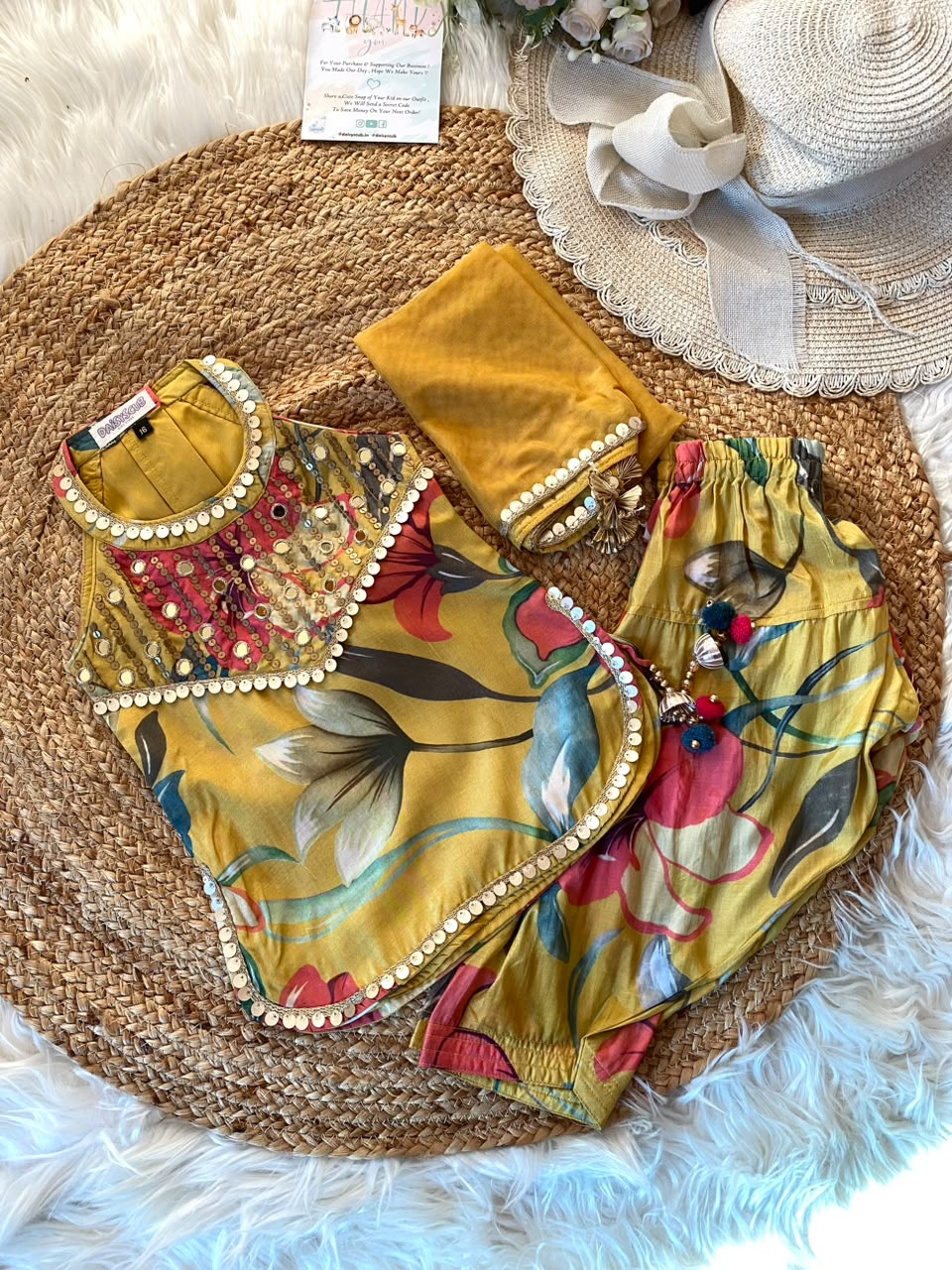 Pure Muslin Mirror Handwork Sequins 3pc set in 2 Colours